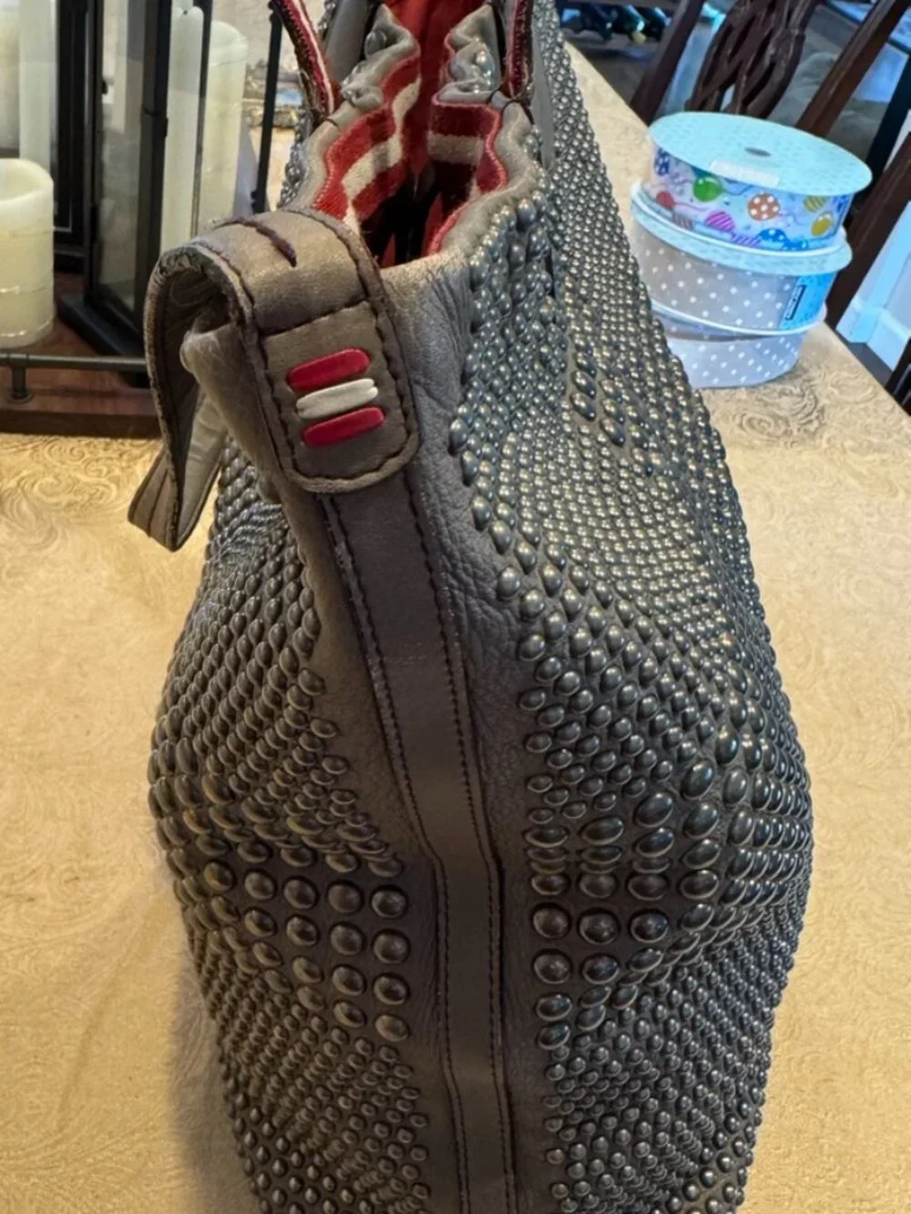 Bally Limited Release Macy Studded Leather Tote Grey Luxury - Picture 3 of 16